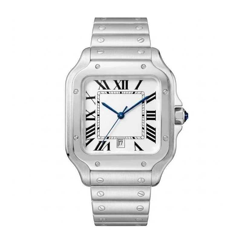 Cartier Watch Tank - ใหม่หรูหราผู้ชาย'นาฬิกาควอทซ์สไตล์คลาสสิกย้อนยุคนาฬิกาผู้หญิงตัวเลขโรมันแสดงวันที่สแตนเลสสตีลการเคลื่อนไหวแบบญี่ปุ่น