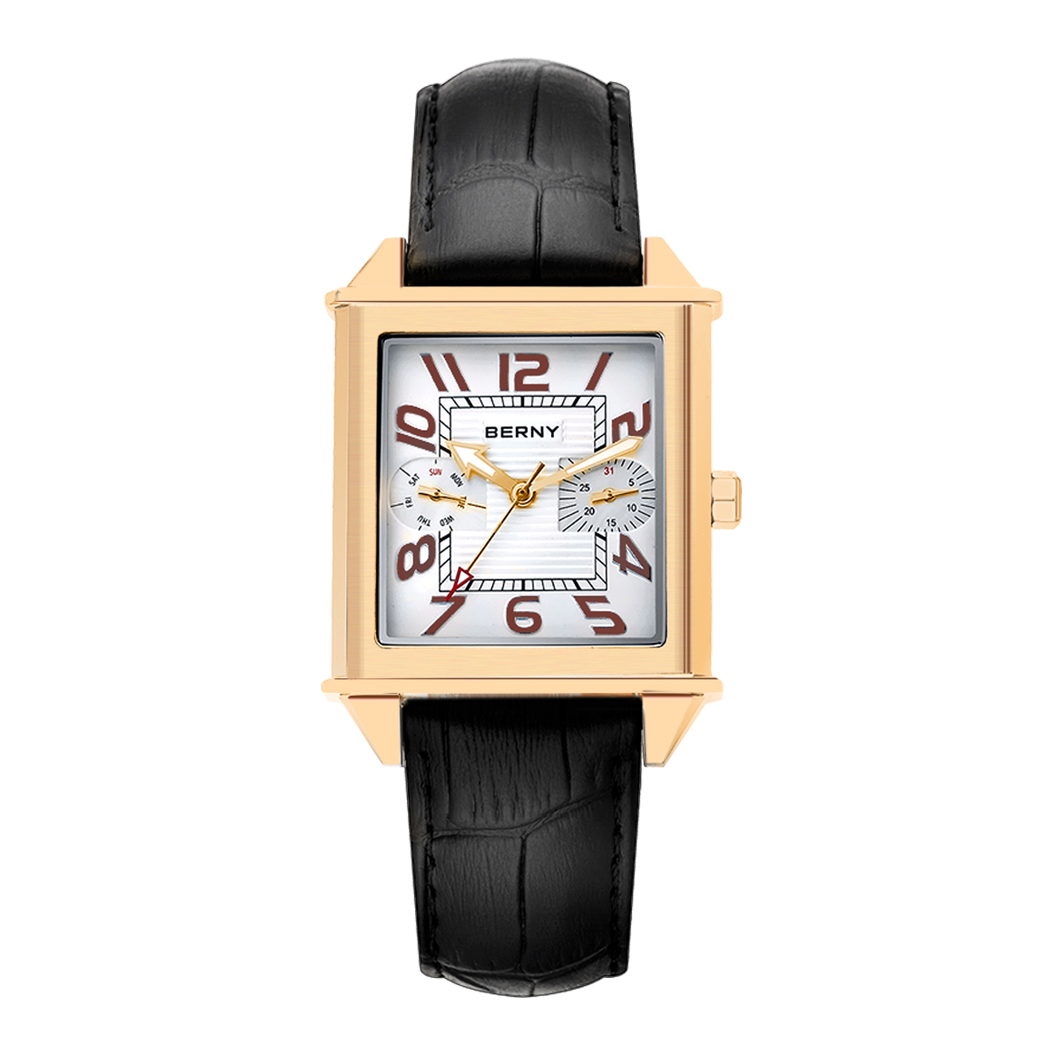 Cartier Watch Tank - BERNY 6P25 นาฬิกาควอตซ์สำหรับผู้ชายโกลเด้น นิว สแควร์นาฬิกาข้อมือวินเทจเดย์ ท็อป