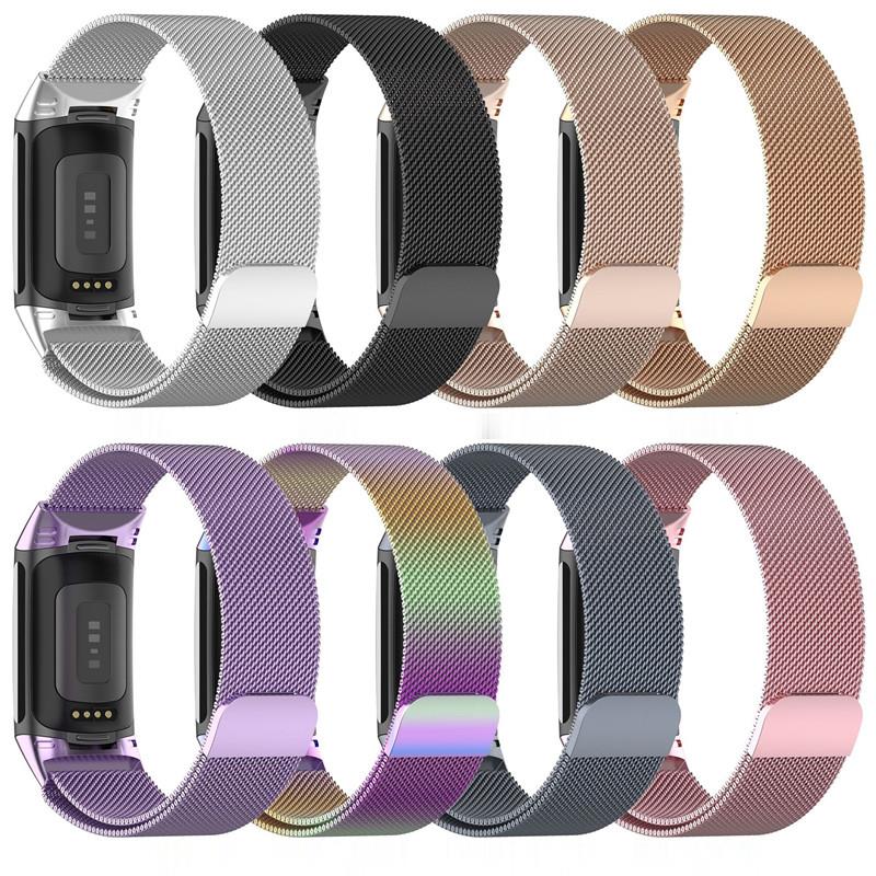 Mesh Strap Metal - สายโลหะสำหรับ Fitbit Charge 5 6 สายนาฬิกาอัจฉริยะแบบตาข่ายแม่เหล็ก