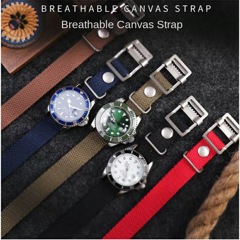 สายนาฬิกาผ้าไนลอนคุณภาพสูงขนาด - Canvas Strap Watch บทวิจารณ์และราคา