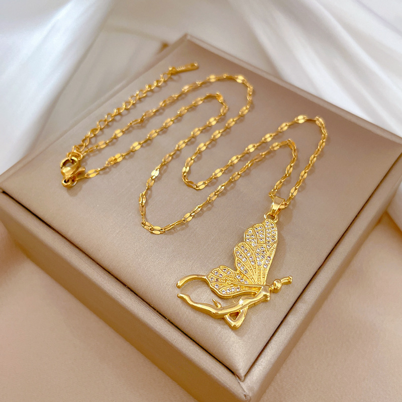 สร้อยคอจี้รูปผีเสื้อสุดหรู ดีไ - Butterfly Clasp Deployant บทวิจารณ์และราคา