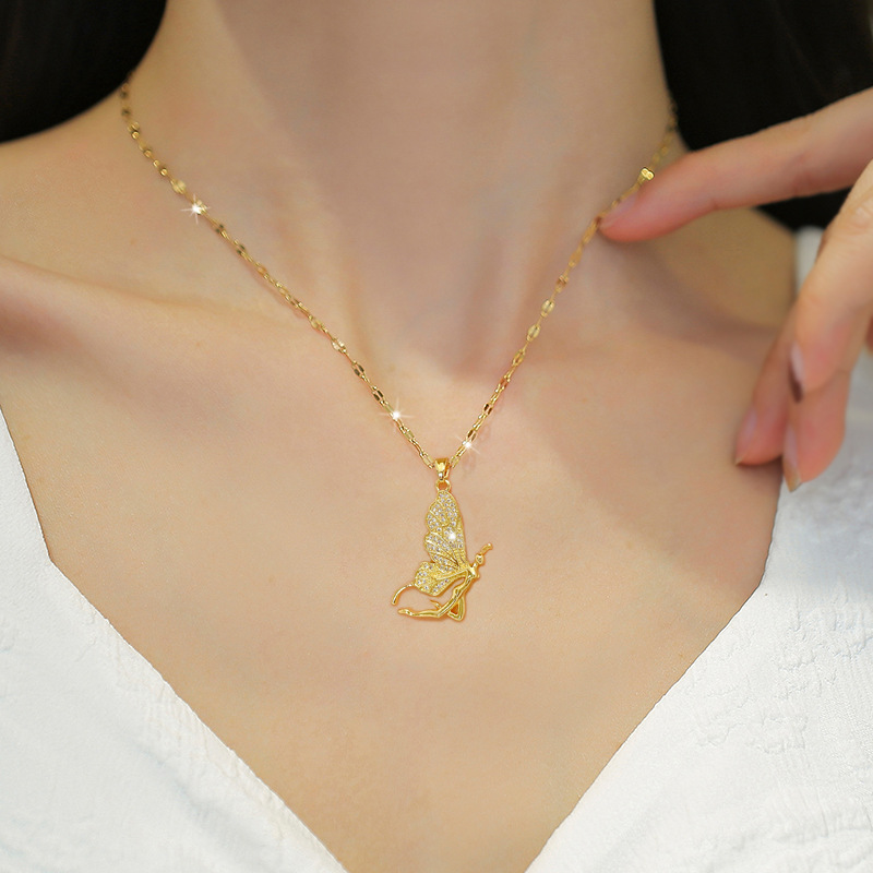 สร้อยคอจี้รูปผีเสื้อสุดหรู ดีไ - Butterfly Clasp Deployant บทวิจารณ์และราคา