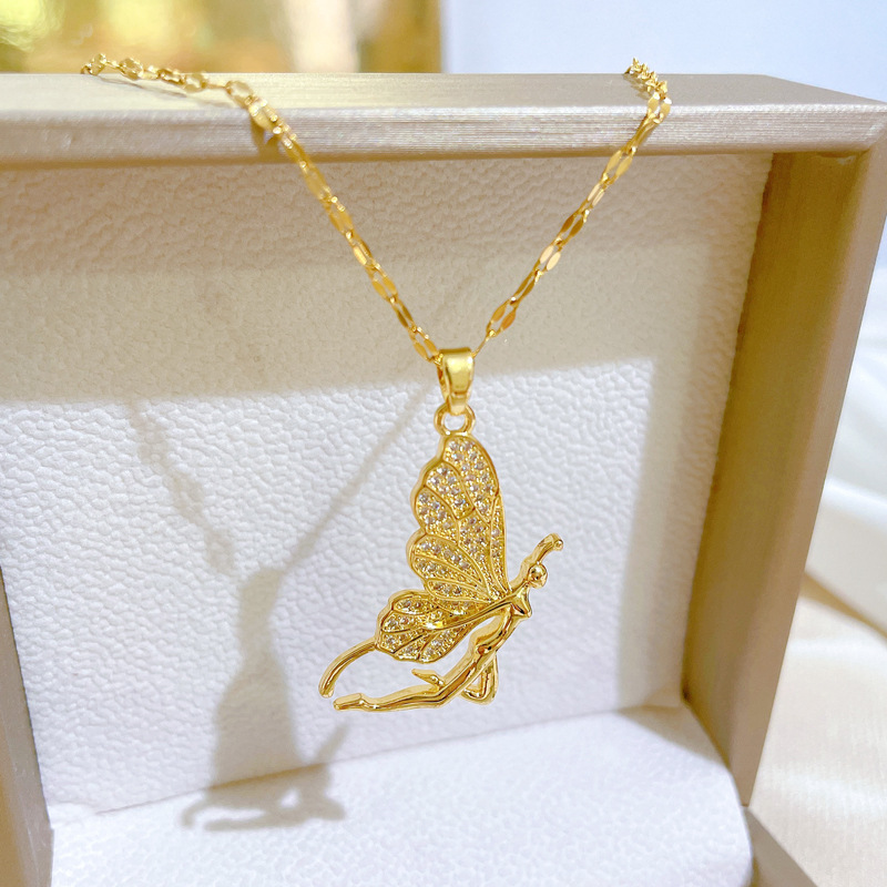 สร้อยคอจี้รูปผีเสื้อสุดหรู ดีไ - Butterfly Clasp Deployant บทวิจารณ์และราคา