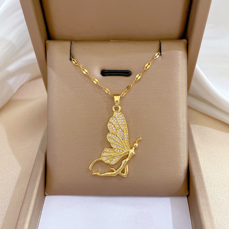 สร้อยคอจี้รูปผีเสื้อสุดหรู ดีไ - Butterfly Clasp Deployant บทวิจารณ์และราคา