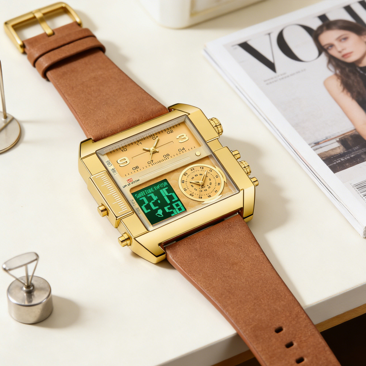 นาฬิกาอิเล็กทรอนิกส์สำหรับผู้ช - Leather Watch Band Men บทวิจารณ์และราคา