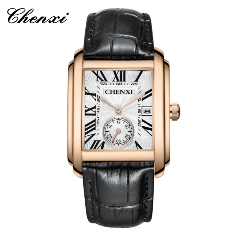 CHENXI 8216 แฟชั่นคลาสสิกสแควร - Leather Watch Band Men บทวิจารณ์และราคา