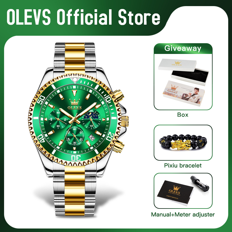 OLEVS 2870 นาฬิกาผู้ชายแบรนด์ช - Rolex Watch Submariner บทวิจารณ์และราคา