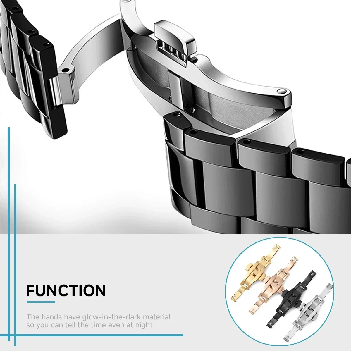 สายนาฬิกาสแตนเลสแบบหัวล็อกอัตโ - Butterfly Clasp Deployant บทวิจารณ์และราคา